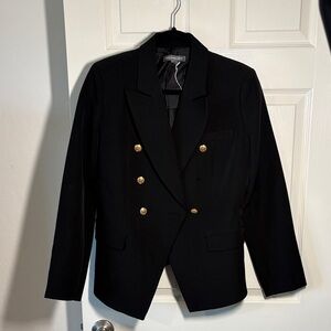 Black Double-Breasted Blazer with Gold-Tone Buttons